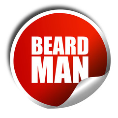 beard man, 3D rendering, a red shiny sticker