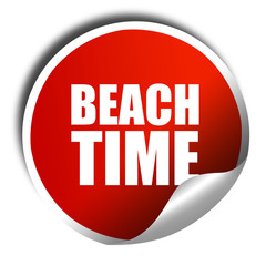 beach time, 3D rendering, a red shiny sticker