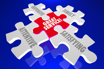 Great Customer Service Puzzle Pieces Attentive Responsive 3d Ill