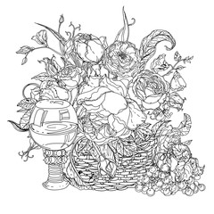 still life coloring book antistress style picture