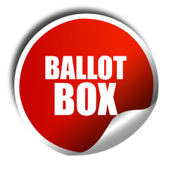 ballot box, 3D rendering, a red shiny sticker