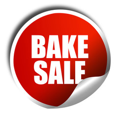 bake sale, 3D rendering, a red shiny sticker