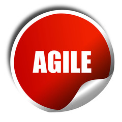 agile, 3D rendering, a red shiny sticker