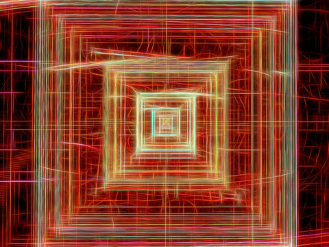 Abstract square tunnel - digitally generated image