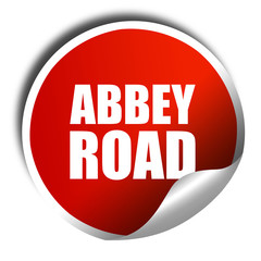 abbey road, 3D rendering, a red shiny sticker