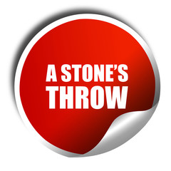 a stone's throw, 3D rendering, a red shiny sticker