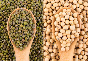 closeup grains on spoon background. food background