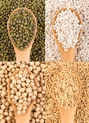 closeup grains on spoon background. food background
