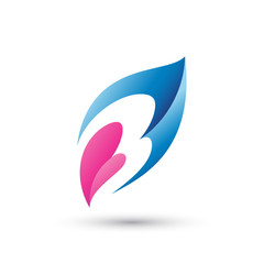 Abstract Flame Number Three or Letter B Logo