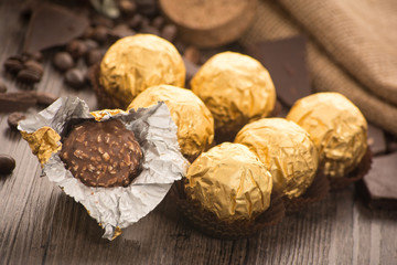 Italian chocolate sweets with decoration