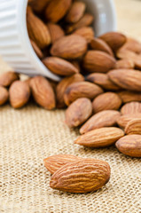 Almonds pour from Cup.