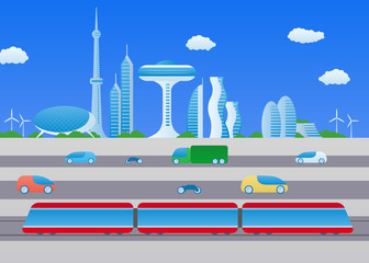 Light rail transit and smart transportation, image illustration
