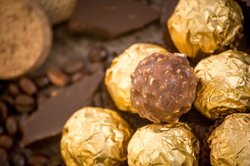 Italian chocolate sweets with decoration