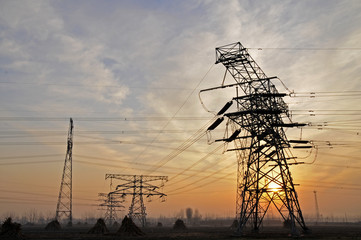 High voltage electric tower line
