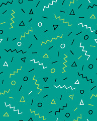 Bright geometric seamless background, 80s, 90s style