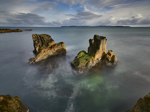 Pan's Rock, Ballycastle, Antrim Coast landscape in North Ireland