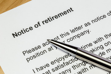 Notice of retirement letter closeup