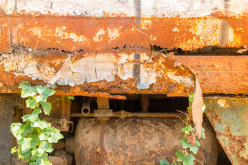 Rusted white painted metal wall.