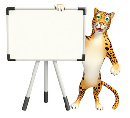 Obraz premium fun Leopard cartoon character with display board