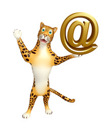 Fototapeta premium cute Leopard cartoon character with at the rate sign