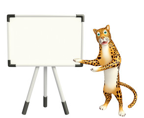 fun Leopard cartoon character with display  board