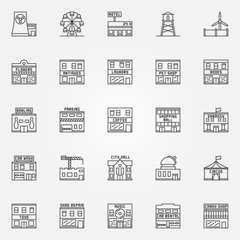 City buildings icon vector set