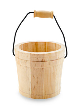 wooden bucket with reflection.