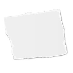 White square paper tear placed on white background
