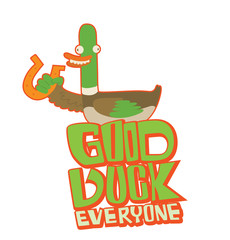 Vector image of emblem with a red stroke and with cartoon image of funny 