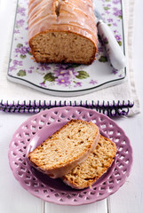 Honey bread with icing glaze,
