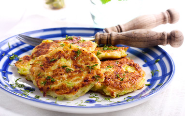 Courgette fritters with chopped dill