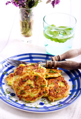 Courgette fritters with chopped dill