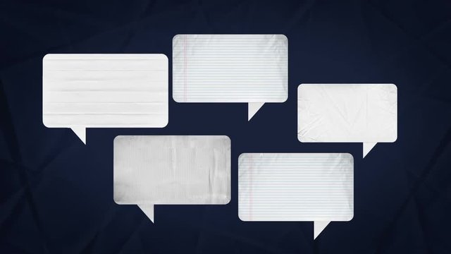 Speech bubbles animation motion graphic for presentation templete. paper texture style.
