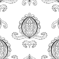 Coloring Page for adults. Abstract ornamental vintage seamless pattern.