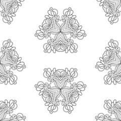 Coloring Page for adults. Abstract ornamental vintage seamless pattern.