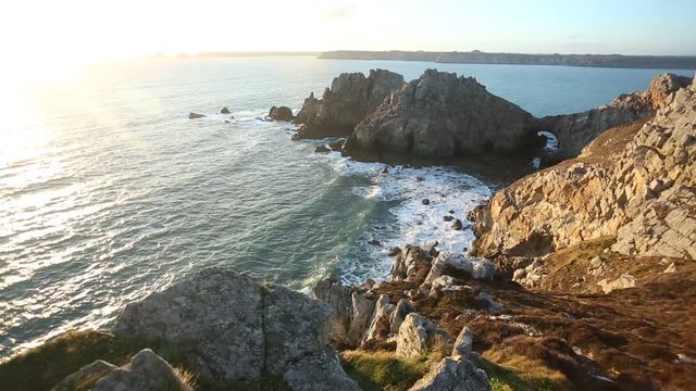 View of the Arch of the Anse de Dinan in Crozon, Brittany, France