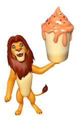 cute  Lion cartoon character with ice-cream