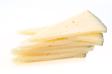 precut portions of cheese on white