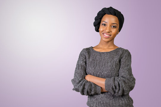 Young african american muslim woman smiling
