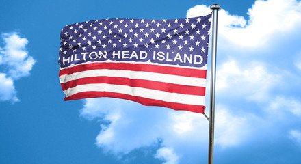 hilton head island, 3D rendering, city flag with stars and strip