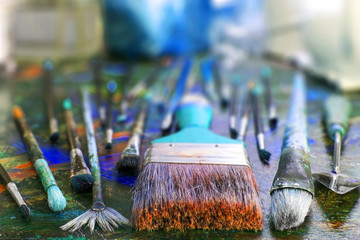 brush to paint the picture. paint brushes