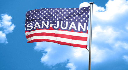 san juan, 3D rendering, city flag with stars and stripes