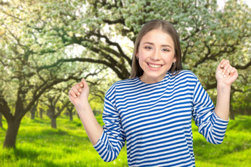 Young woman celebrating success