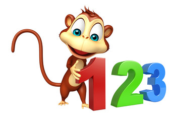 cute Monkey cartoon character with 123 sign