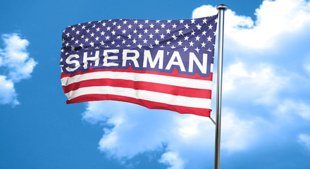 sherman, 3D rendering, city flag with stars and stripes
