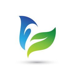 Abstract Number Two with Leaf Logo