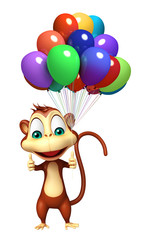 cute Monkey cartoon character with baloon