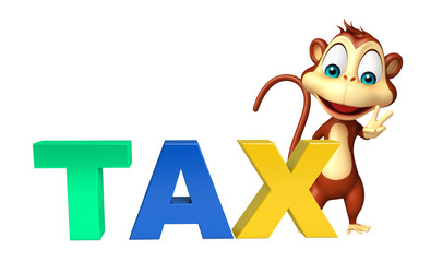 Monkey cartoon character with tax sign