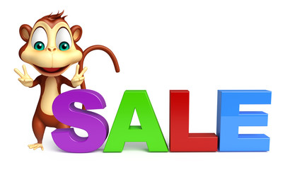 Monkey cartoon character with bigsale sign