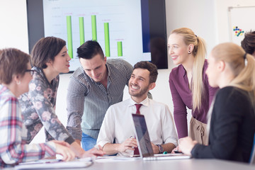 young business people group on meeting at modern office